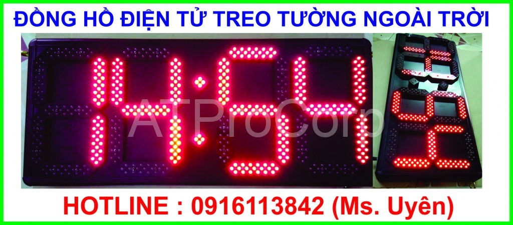 DONG HO LED TREO TUONG NGOAI TROI